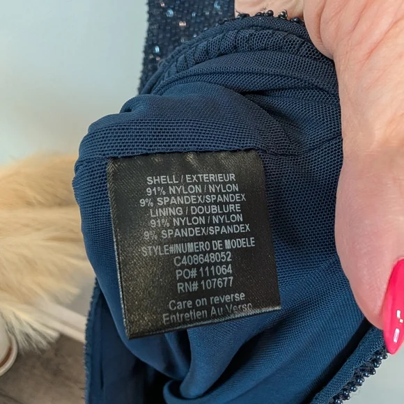 Alice And Olivia Sleeveless Navy Sequin And Beads Sheath Dress Sz 8 - Picture 6 of 8